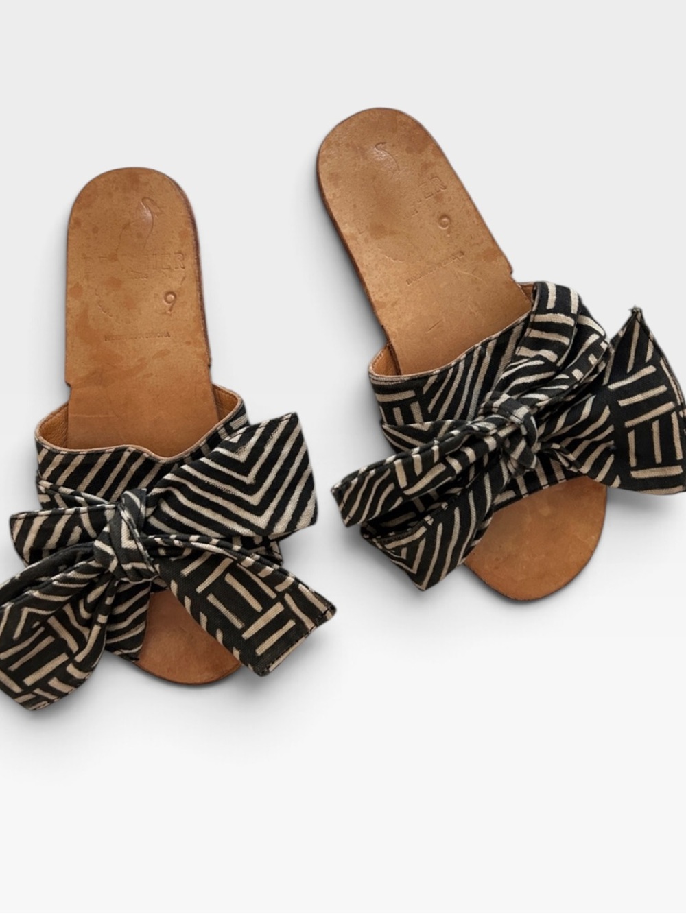 Brother Vellies Burkina Sandal Women 9 Slip On Big Bow Cotton Leather